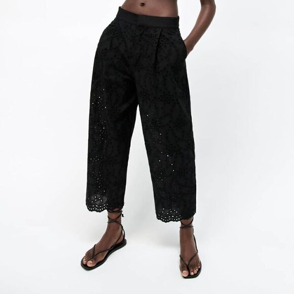 ZARA Openwork Pants Black New - Picture 5 of 13